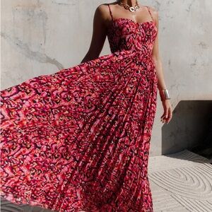 PETAL AND PUP ACHANTI PLEATED MAXI DRESS - PINK MULTI